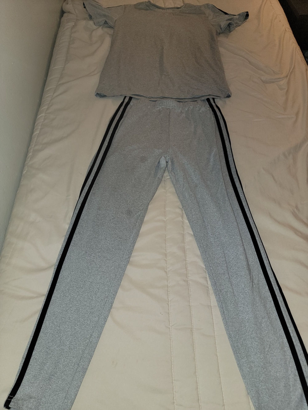 No Boundaries Gray Lounge Pajama Set with Black Side Stripes